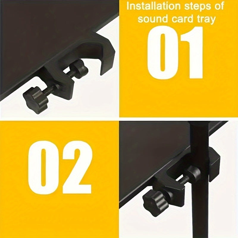 Microphone Stand Tray ABS Adjustable Music Sheet Holder for Live Streaming Karaoke Recording Black