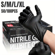 Pack of 100 Black Disposable Nitrile Gloves Latex-Free Powder-Free for Tattooing Manicures Salon