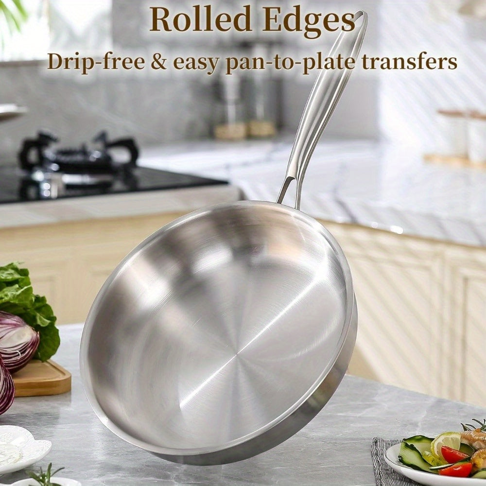 Sartén de acero inoxidable con recubrimiento antiadherente, utensilios de cocina versátiles para hogar o restaurante