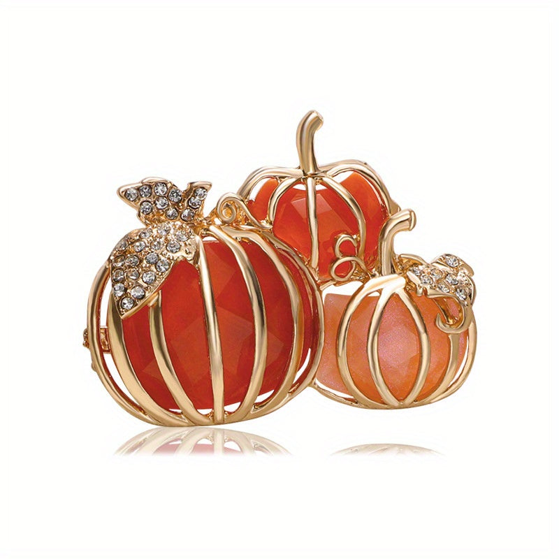 Enamel Pumpkin Halloween Brooch Pin for All Genders Plant-Inspired Festive Accessory