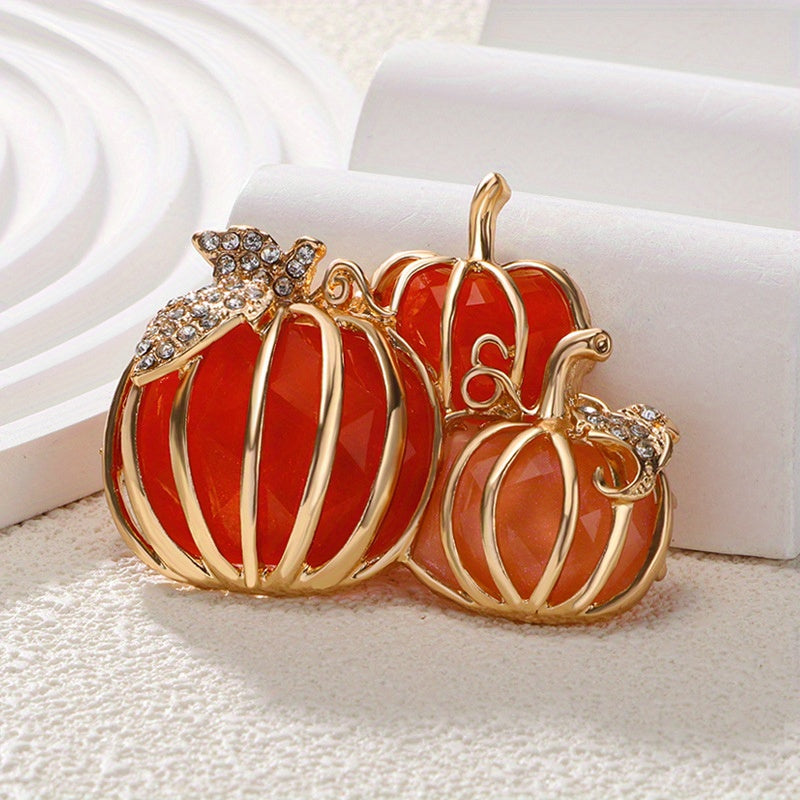 Enamel Pumpkin Halloween Brooch Pin for All Genders Plant-Inspired Festive Accessory