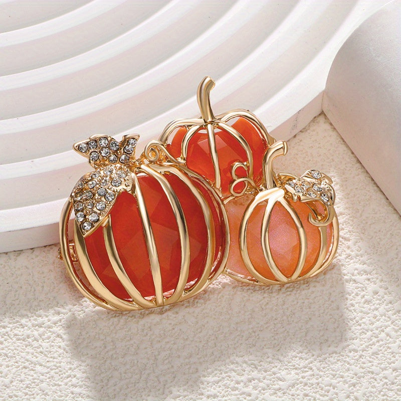 Enamel Pumpkin Halloween Brooch Pin for All Genders Plant-Inspired Festive Accessory