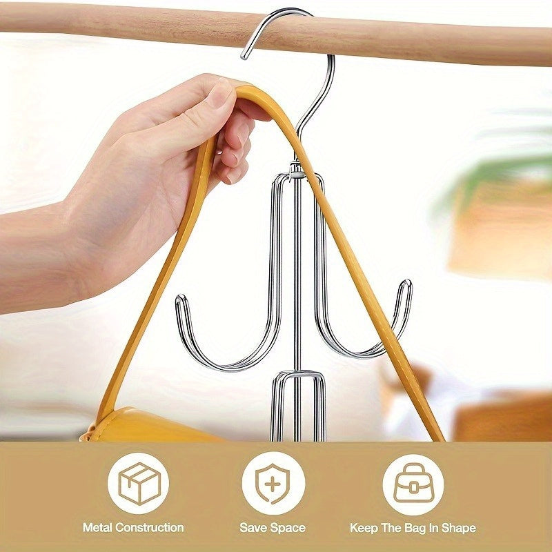Metal Purse Hanger for Closet Organizing Rotating Hook Handbag Storage