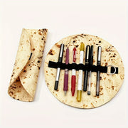 Canvas Wrap Pencil Case with Burrito Design Portable Stationery Organizer