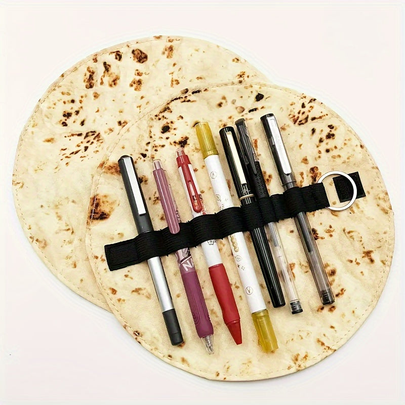 Canvas Wrap Pencil Case with Burrito Design Portable Stationery Organizer