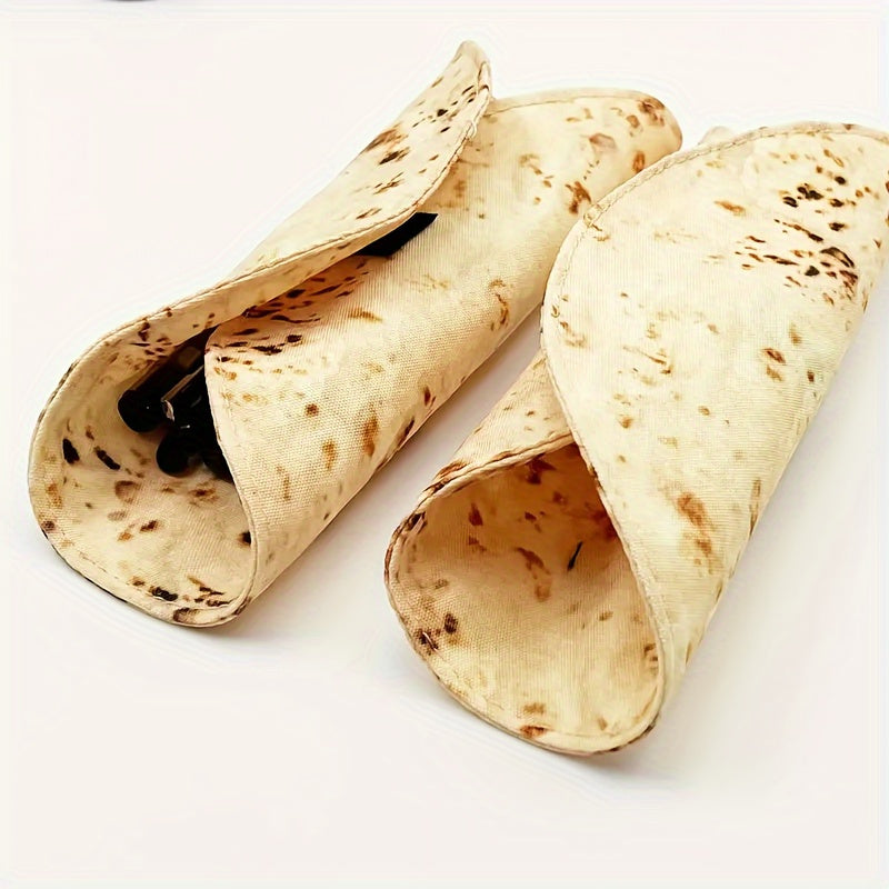 Canvas Wrap Pencil Case with Burrito Design Portable Stationery Organizer