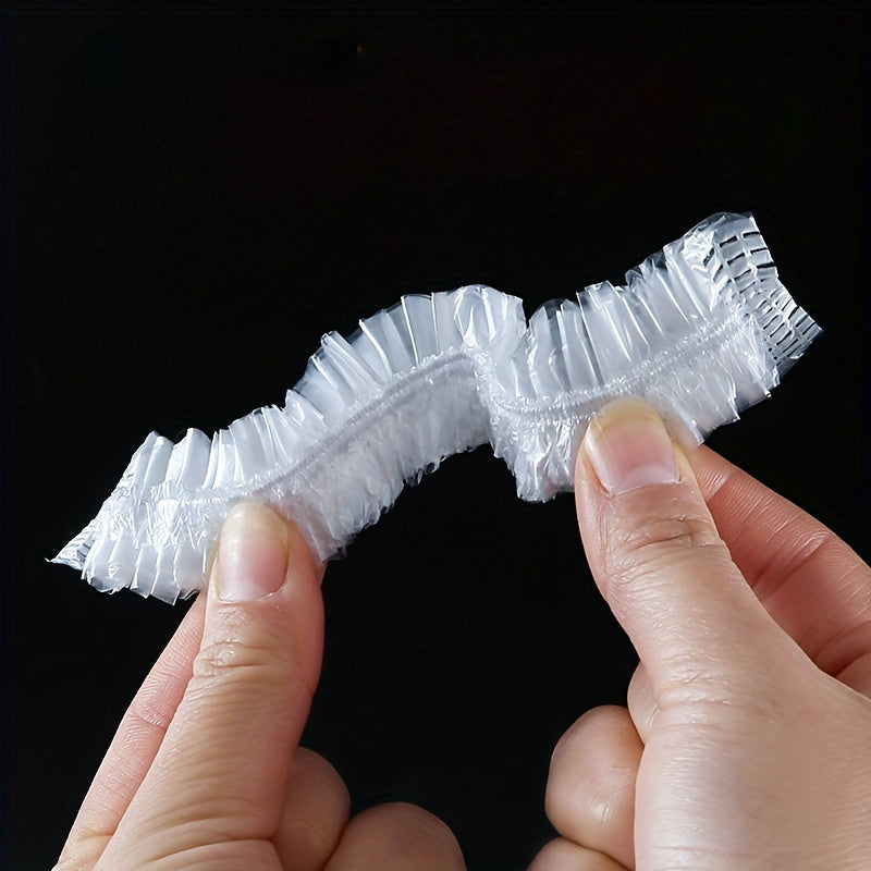 Set of 100 Reusable Elastic Food Storage Covers Transparent Stretch Plastic Wrap for Bowls Plates Produce