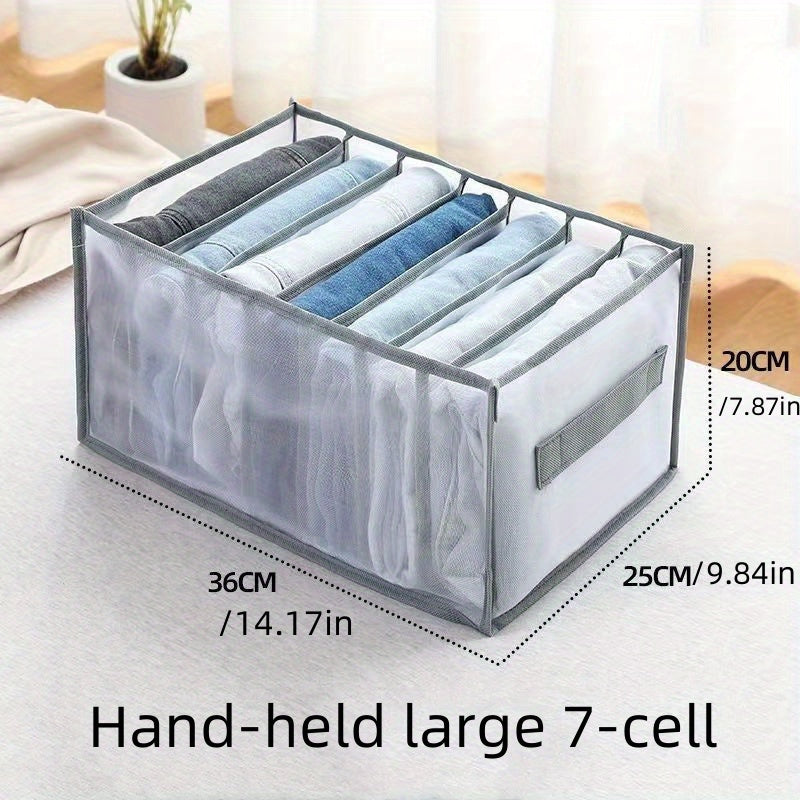Fabric Clothes Organizer with Handle 7 Compartments for Jeans and T-Shirts
