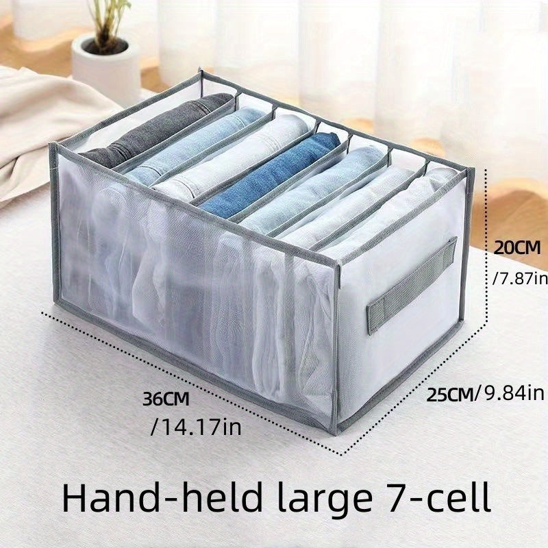 Fabric Clothes Organizer with Handle 7 Compartments for Jeans and T-Shirts
