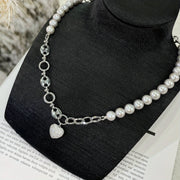 Vintage Punk-Style Chic Shirin Su Pearl Zanjir, Yorqin Yurak Pendanti bilan - Partiyalar va Sovg'a Berish Uchun Ideal