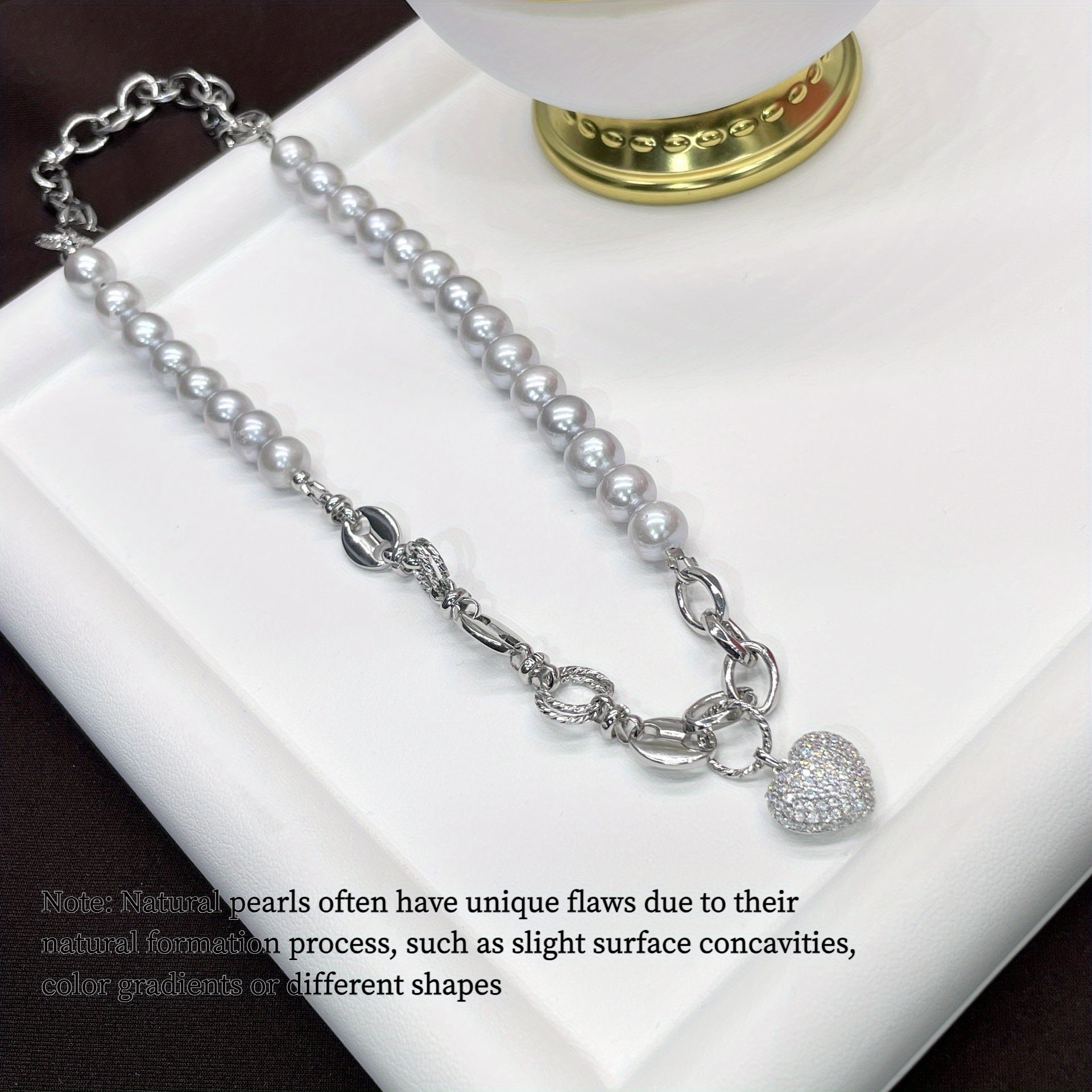 Vintage Punk-Style Chic Shirin Su Pearl Zanjir, Yorqin Yurak Pendanti bilan - Partiyalar va Sovg'a Berish Uchun Ideal