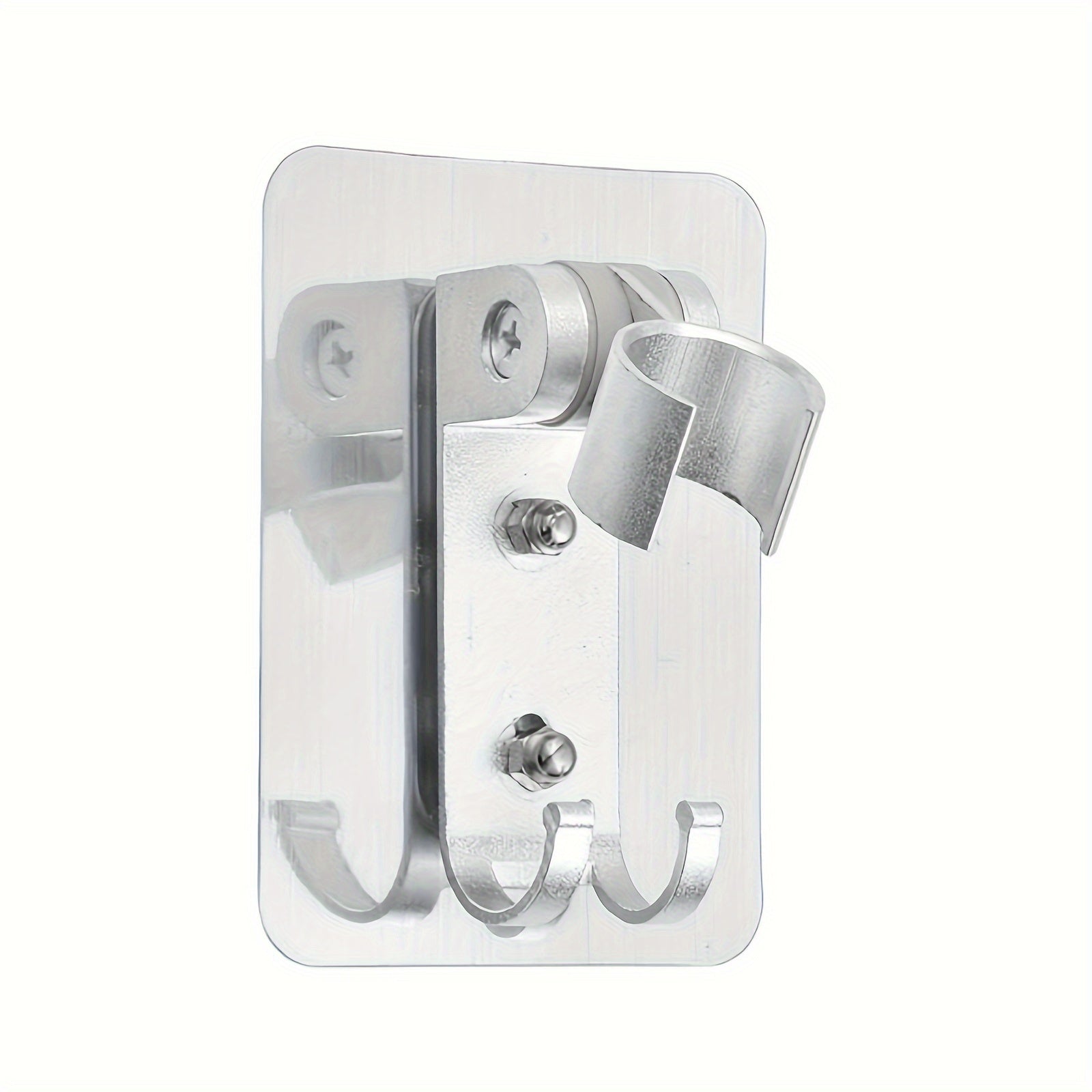 Soporte de cabezal de ducha de aluminio para pared con 2 ganchos, resistente al agua, ajustable, sin taladro para instalación