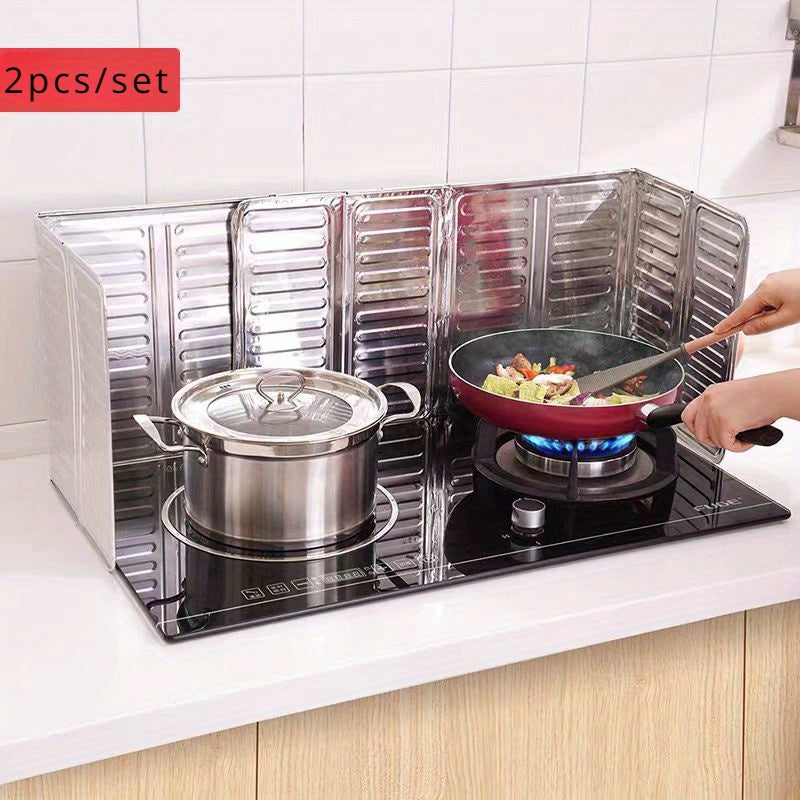 Oil Splash Guard Plate for Gas Stove, Aluminum Foil Insulation, 2 Pieces