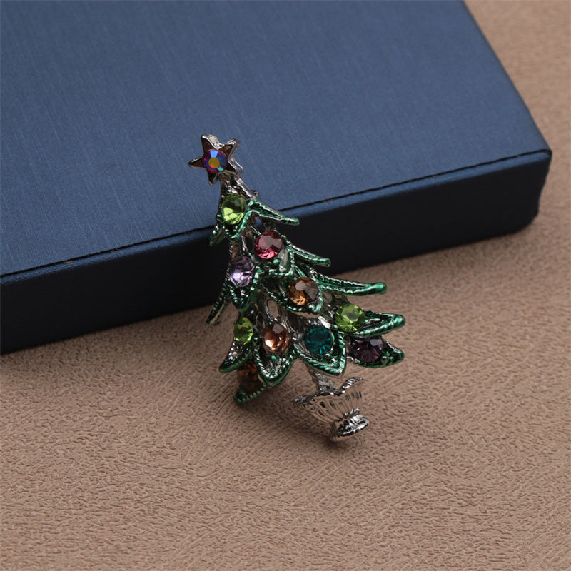 Rhinestone Christmas Tree Brooch for Clothing Bags Hats Elegant Irregular Shape