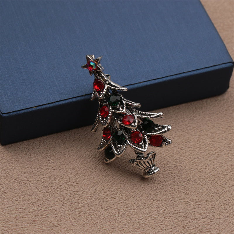 Rhinestone Christmas Tree Brooch for Clothing Bags Hats Elegant Irregular Shape