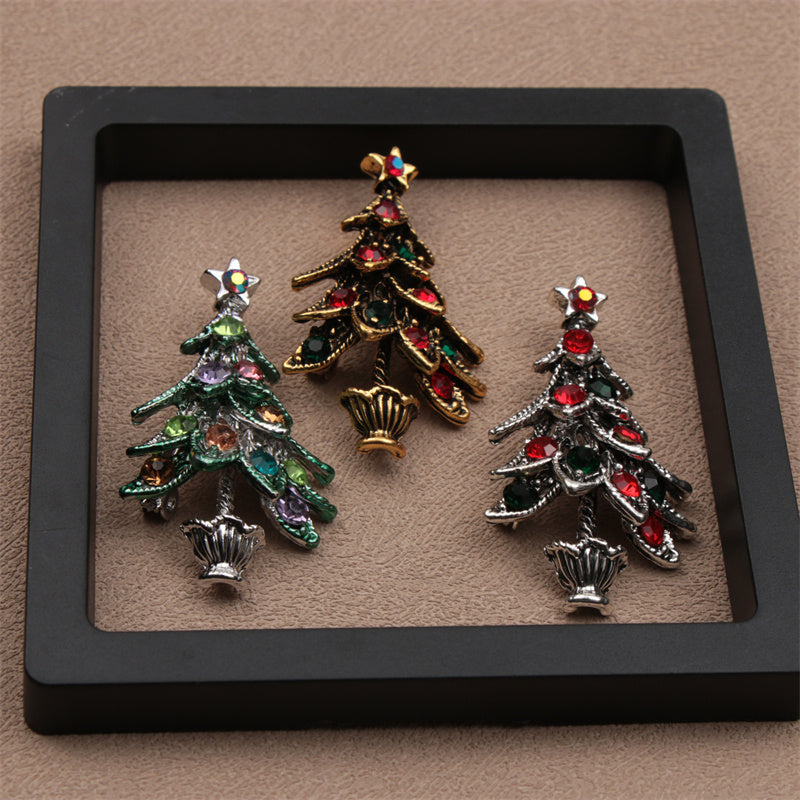 Rhinestone Christmas Tree Brooch for Clothing Bags Hats Elegant Irregular Shape