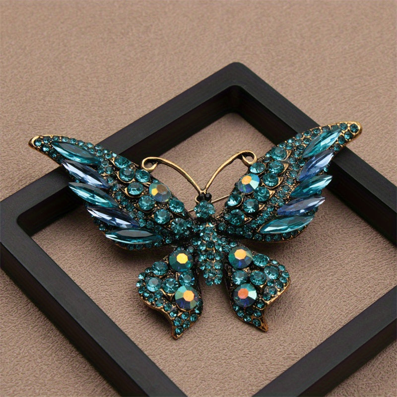 Elegant Butterfly Brooch Pin with Rhinestones for Clothing Bags and Hats