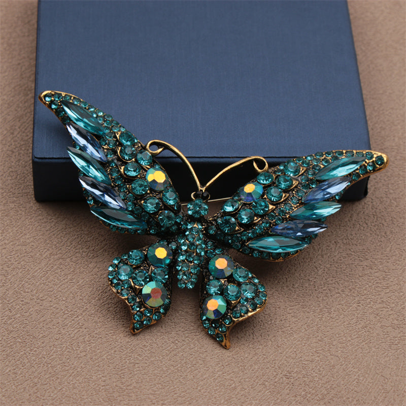Elegant Butterfly Brooch Pin with Rhinestones for Clothing Bags and Hats
