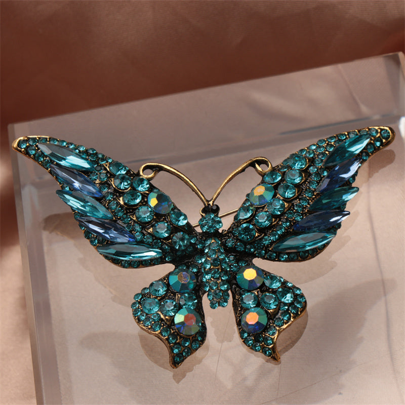 Elegant Butterfly Brooch Pin with Rhinestones for Clothing Bags and Hats