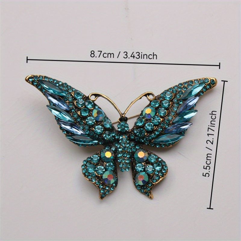 Elegant Butterfly Brooch Pin with Rhinestones for Clothing Bags and Hats