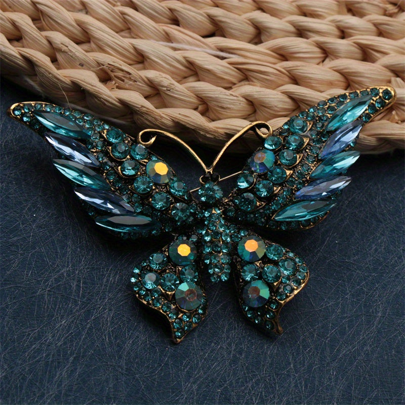 Elegant Butterfly Brooch Pin with Rhinestones for Clothing Bags and Hats
