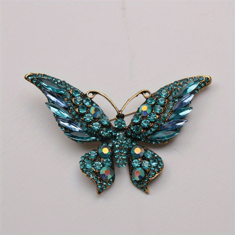 Elegant Butterfly Brooch Pin with Rhinestones for Clothing Bags and Hats