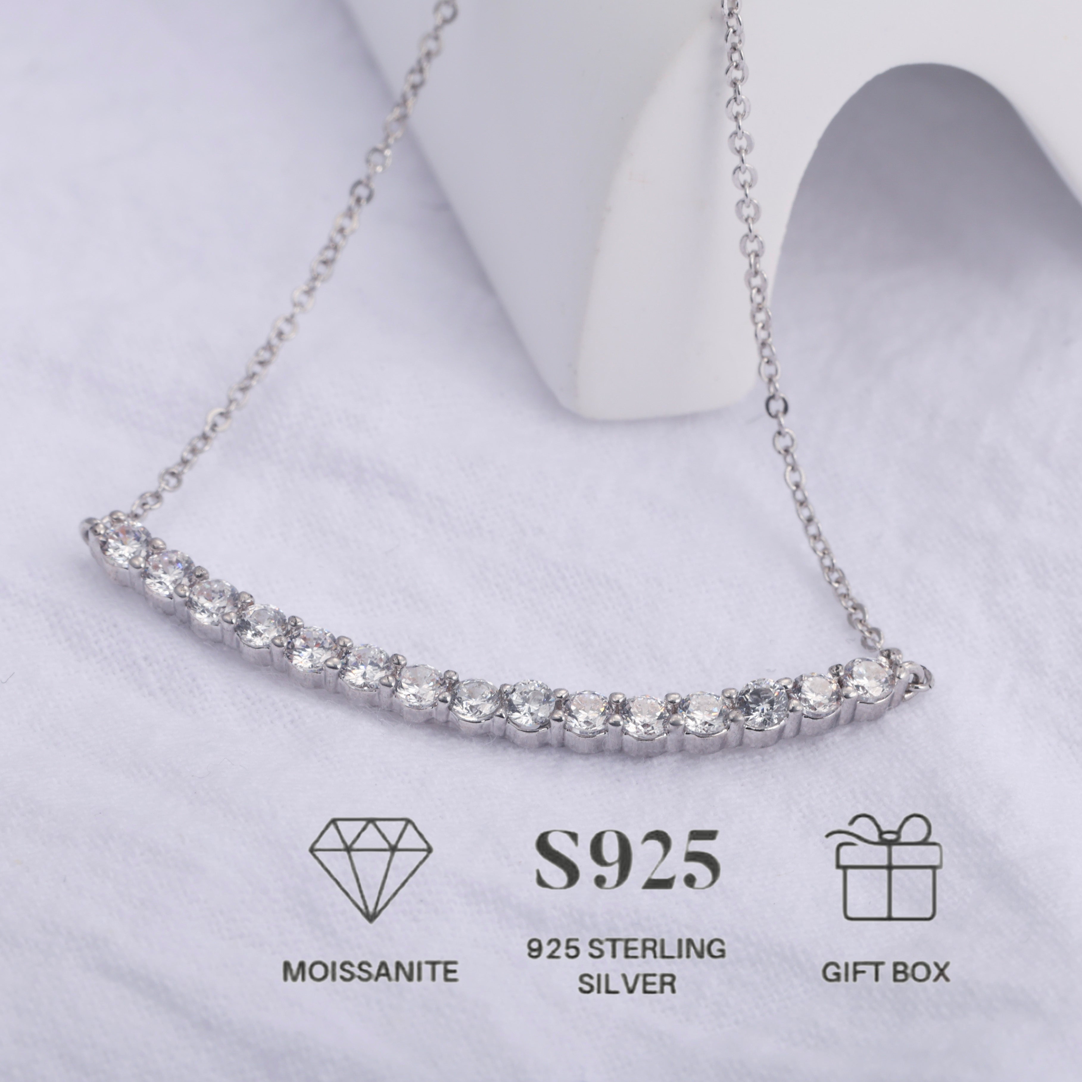 Moissanite S925 Silver Necklace 1.4 Carat Adjustable Gift Box Ethically Sourced
