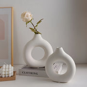 Donut-Shaped Plastic Vase for Home Decor, Modern Living Room Accent