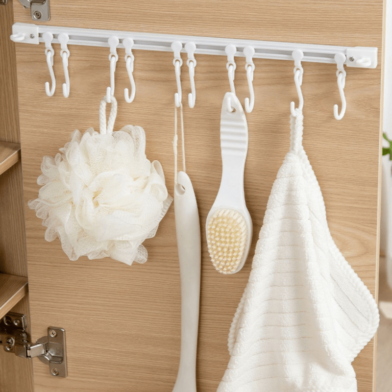 Durable Plastic Cabinet Door Organizer Space-Saving Slide Hook Storage Rack