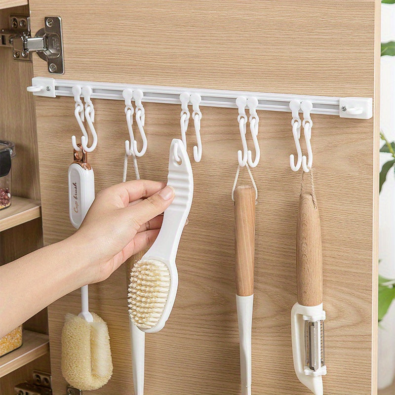 Durable Plastic Cabinet Door Organizer Space-Saving Slide Hook Storage Rack