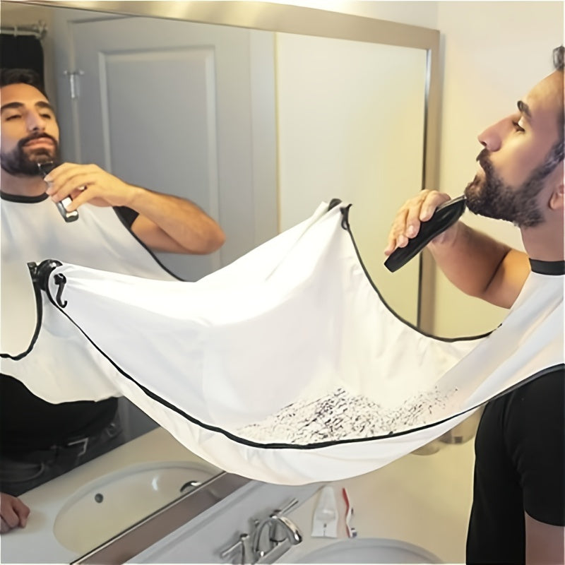 Men Beard Trimming Apron with Razor Holder No-Mess Facial Hair Cape