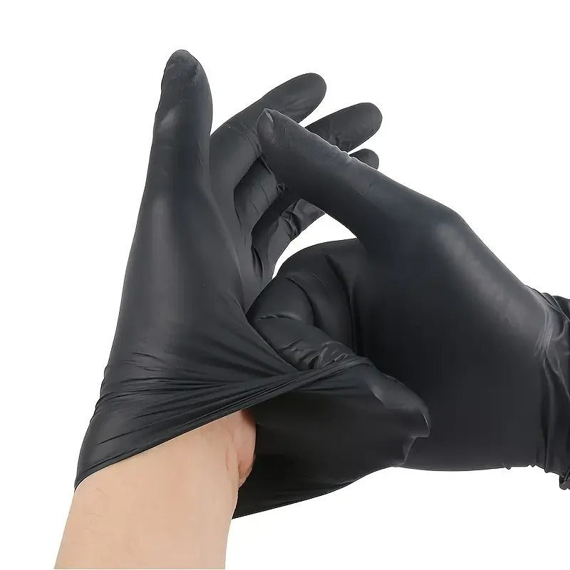 Disposable Black Nitrile Gloves Pack of 50 or 100 for Nail Art Tattoo Cleaning