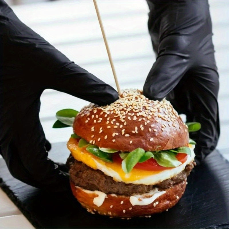 Disposable Black Nitrile Gloves Pack of 50 or 100 for Nail Art Tattoo Cleaning