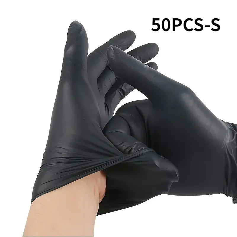 Disposable Black Nitrile Gloves Pack of 50 or 100 for Nail Art Tattoo Cleaning
