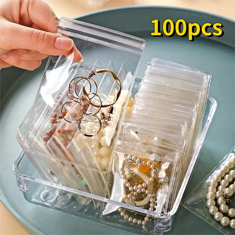 Clear PVC Jewelry Bags for Earrings Rings Necklaces Small Items Set of 100