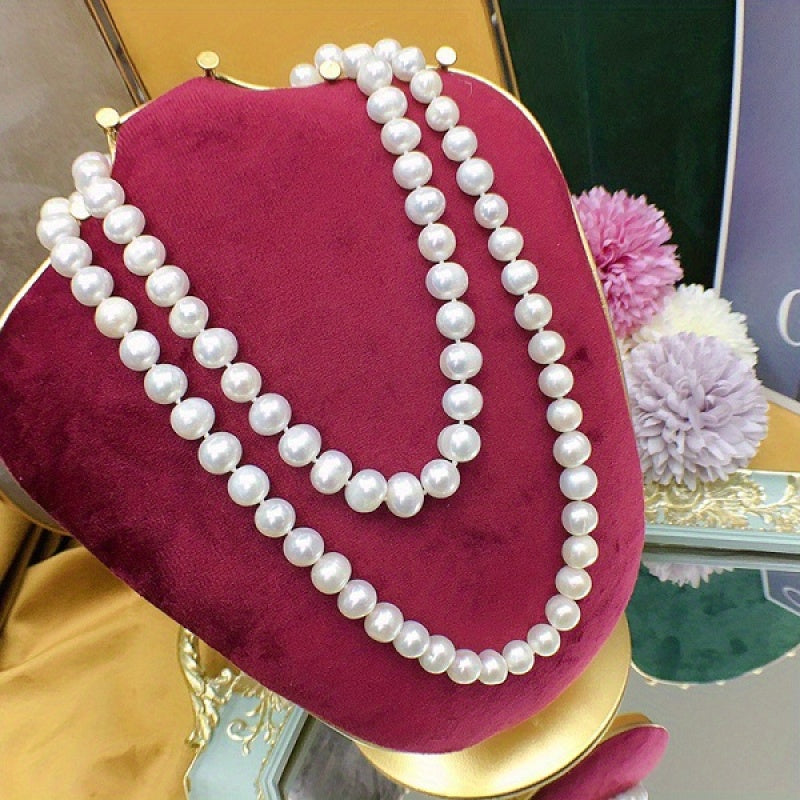 Women’s Freshwater Pearl Necklace with 9-10mm Beads Casual Gift Jewelry
