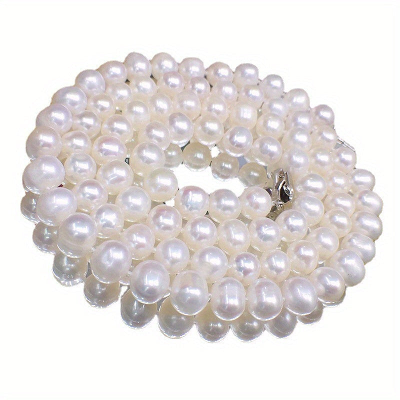 Women’s Freshwater Pearl Necklace with 9-10mm Beads Casual Gift Jewelry