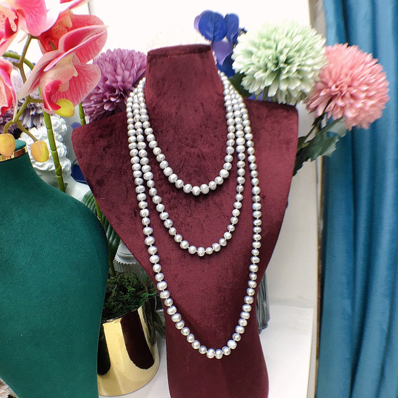 Natural Luster Beaded Necklace for Women 7-8mm Stylish Versatile Jewelry