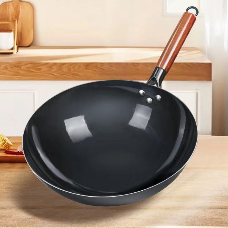 13-Inch Cast Iron Skillet Rust-Resistant No Coating Round Bottom for Home and Restaurant Use
