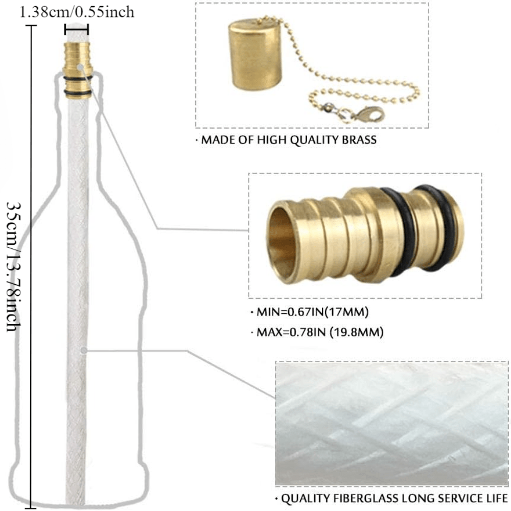 Fiberglass Torch Kit with Long-Life Wicks Safety Covers and Holders for DIY Bottle Torches