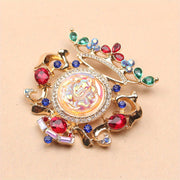 Vintage Silver-Tone Sleeping Beauty Relief Brooch with Rhinestones for Ladies