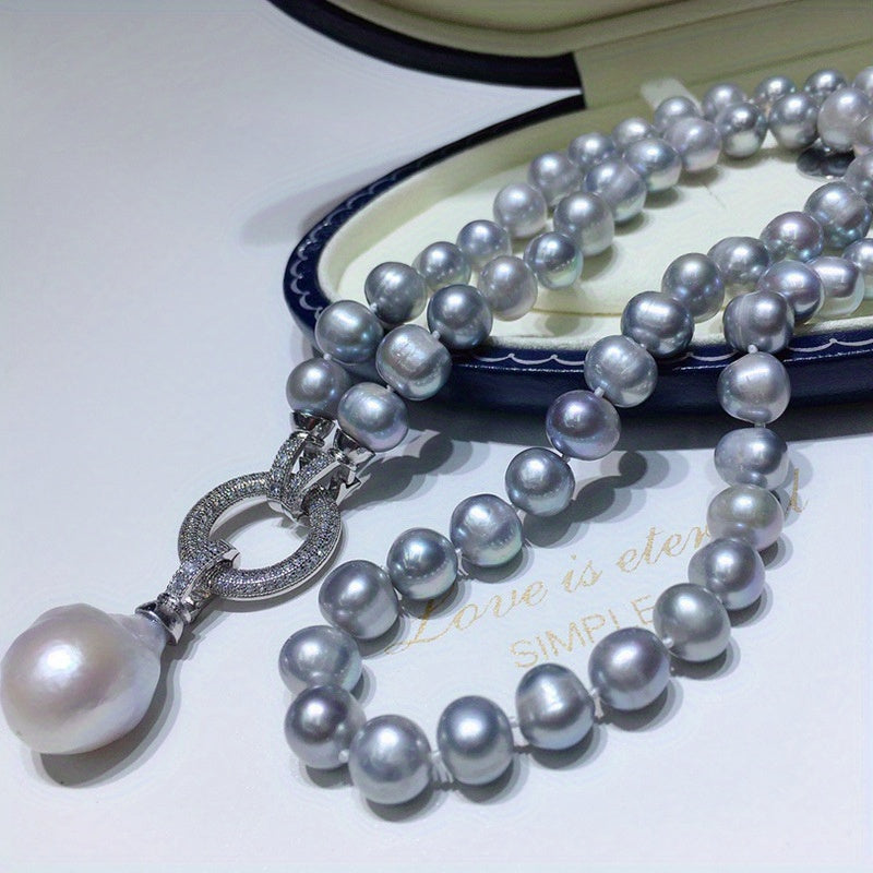 Freshwater Pearl Necklace with Baroque Pendant for Women Casual Formal