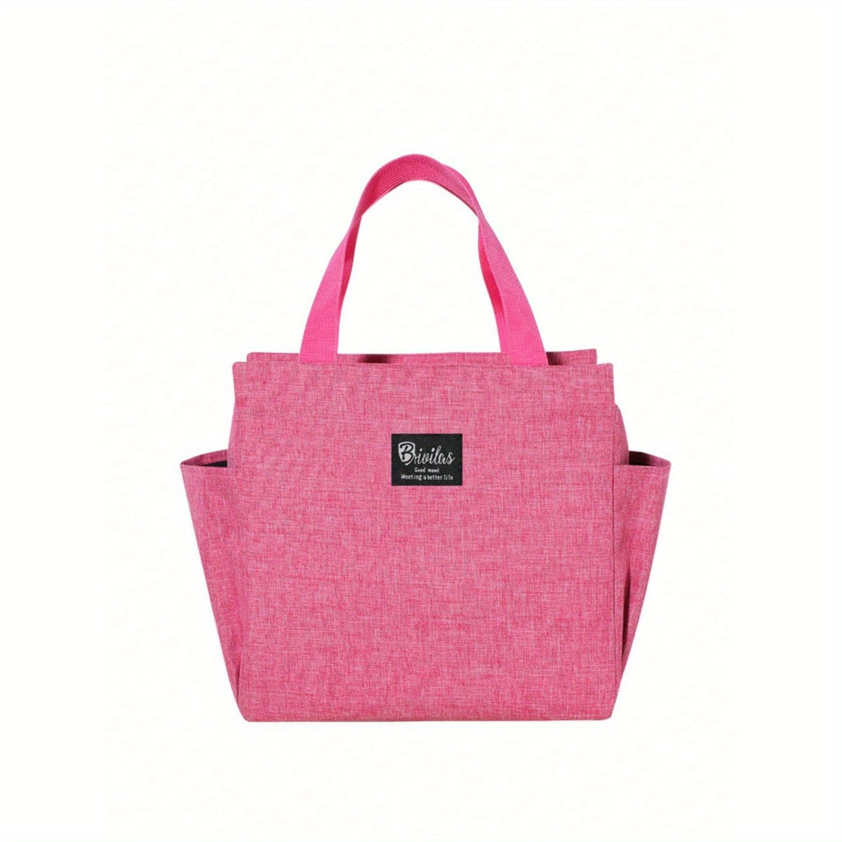 Insulated Lunch Bag with Two Pockets Oxford Cloth Durable Hand Washable for School Work Picnic Beach