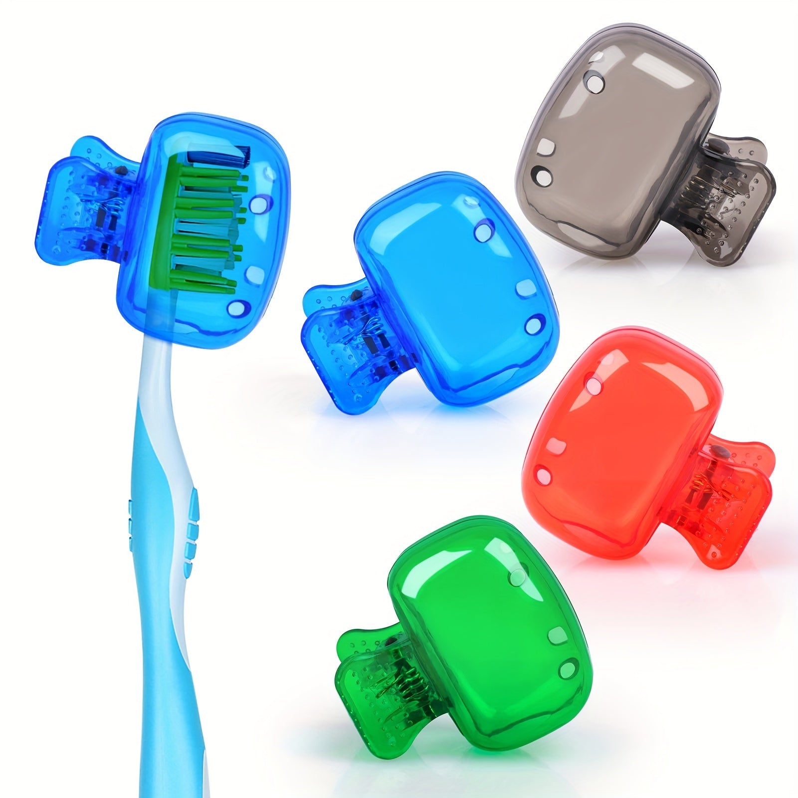 4-Pack Toothbrush Cases with Suction Cups Portable Ventilated Covers for Travel