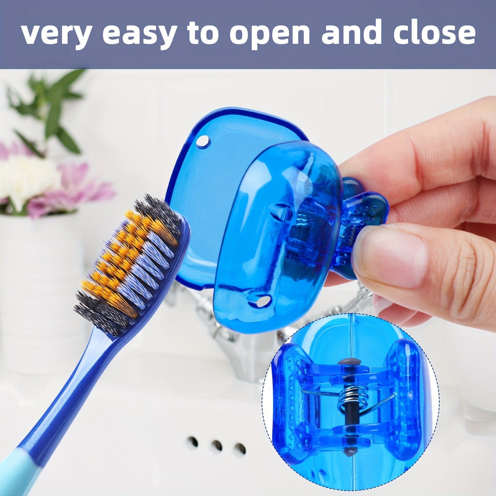 4-Pack Toothbrush Cases with Suction Cups Portable Ventilated Covers for Travel