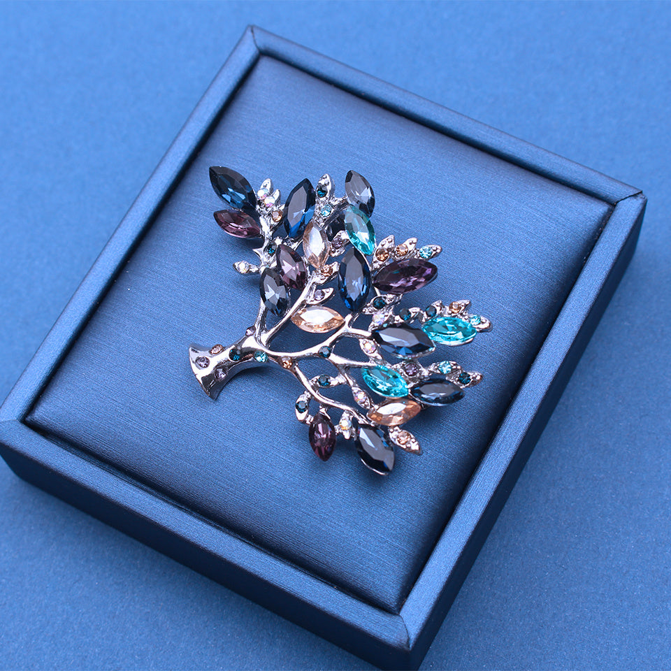 Women’s Tree of Life Brooch Rhinestones Elegant Jewelry for Lovers of Luxury Fashion