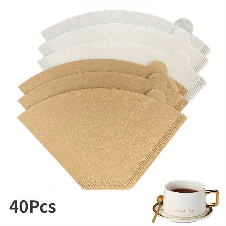 40 dona yuqori sifatli qog'oz qahva filtrlari, quyish va tomchi usulida pishirish uchun