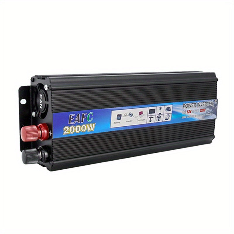 EAFC 2000W Портативный Инвертор Питания для EU Разъема, DC 12V до AC 220V-240V, Идеально подходит для Ноутбуков, Телевизоров, Камер и Игровых Консолей, Жесткая Проводка Электричества для Транспортных Средств.