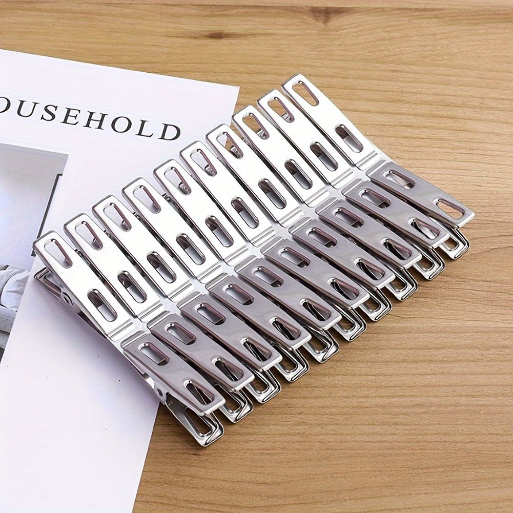 20-Pack Stainless Steel Clothespins Laundry Clips for Delicates Photos Food Storage