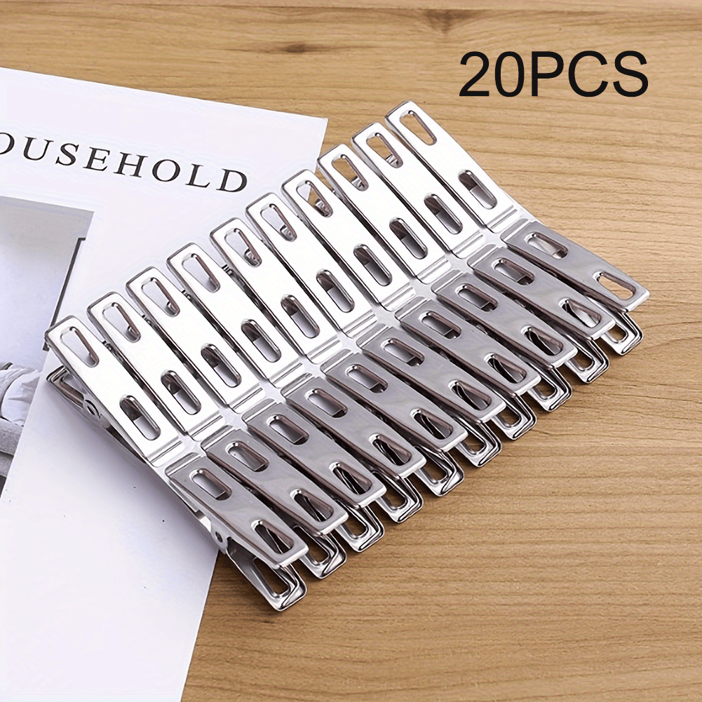 20-Pack Stainless Steel Clothespins Laundry Clips for Delicates Photos Food Storage